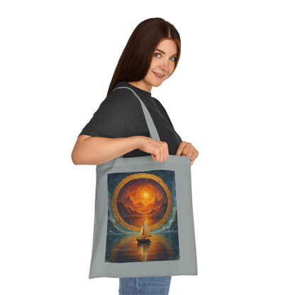 Sailboat Sunset Tote Bag – Close-up of the tote detail highlighting the high-quality cotton fabric and reinforced handles.