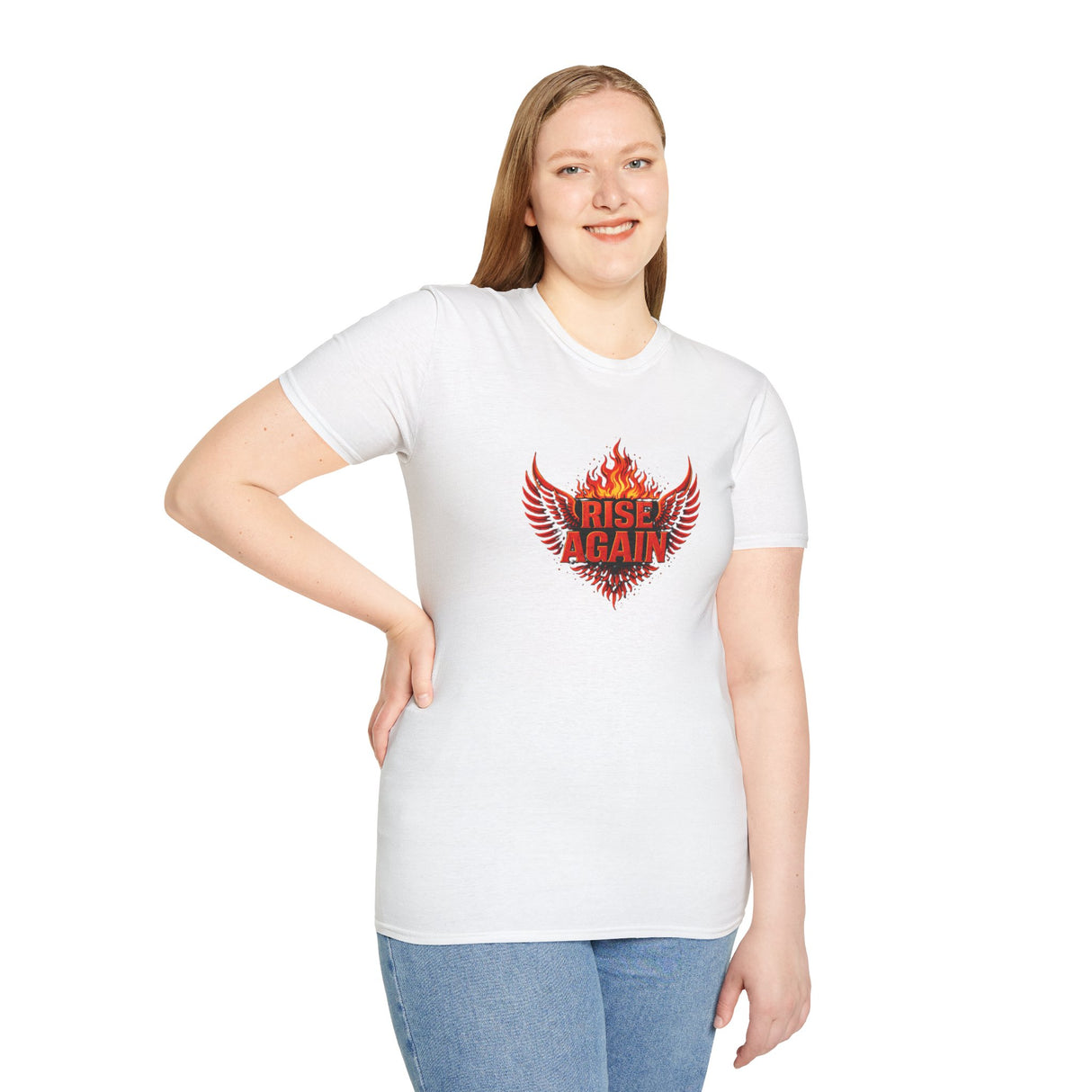 Rise Again Phoenix T-Shirt — Flaming Wings Motivational Tee