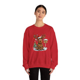 Cute North Pole Holiday Sweater Women Sweatshirt with a festive reindeer illustration and cozy style.