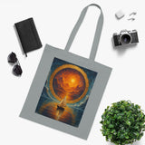 Sailboat Sunset Tote Bag – Featuring the unique design in an outdoor setting, ideal for beach trips and casual days.