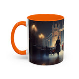 Elegant Red Dress Coffee Mug with a warm drink, perfect for enhancing cozy moments.