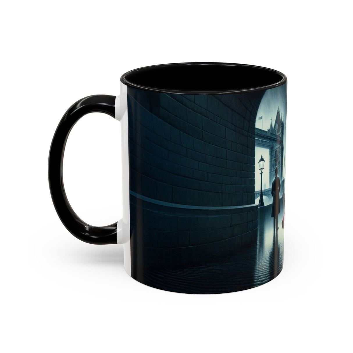 Elegant Cityscape Coffee Mug - 11oz surrounded by a cozy coffee setup.