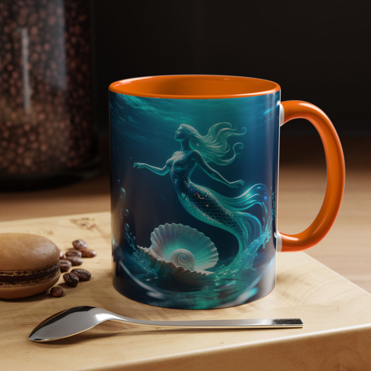 Mermaid Shell Accent Coffee Mug – Ocean Fantasy 11/15oz US