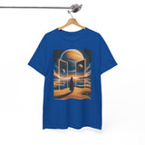 Cosmic Gateway T-Shirt in a creative setting, illustrating its appeal for sci-fi enthusiasts.