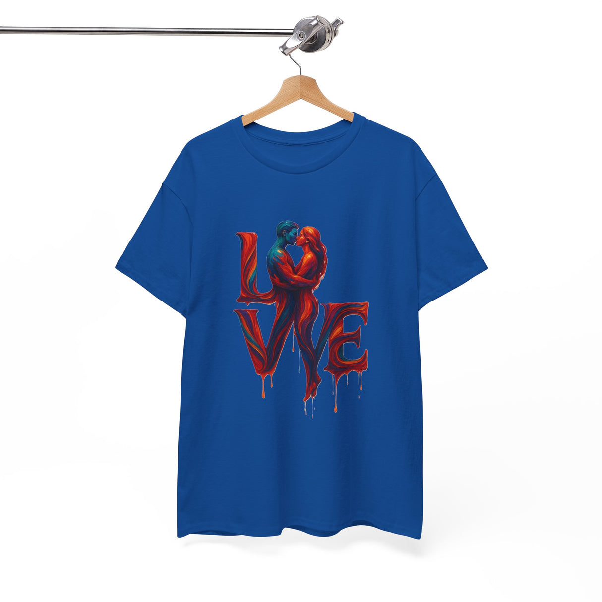 LOVE Couple Silhouette T-Shirt — Romantic Dripping Love Design with colors that enhance the mood and creativity.