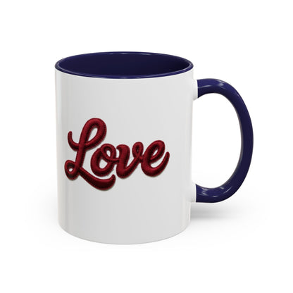 Love Accent Coffee Mug — Red Script Love Design (11oz)