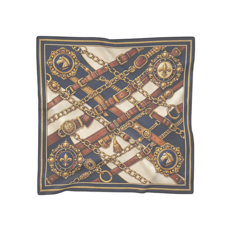 Silk-Style Equestrian Chain Print Scarf — Vintage Belt & Rope Square 25"x25", 50"x50"