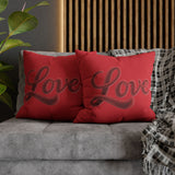 Love Script Pillowcase — Red Decorative Throw Pillow Cover
