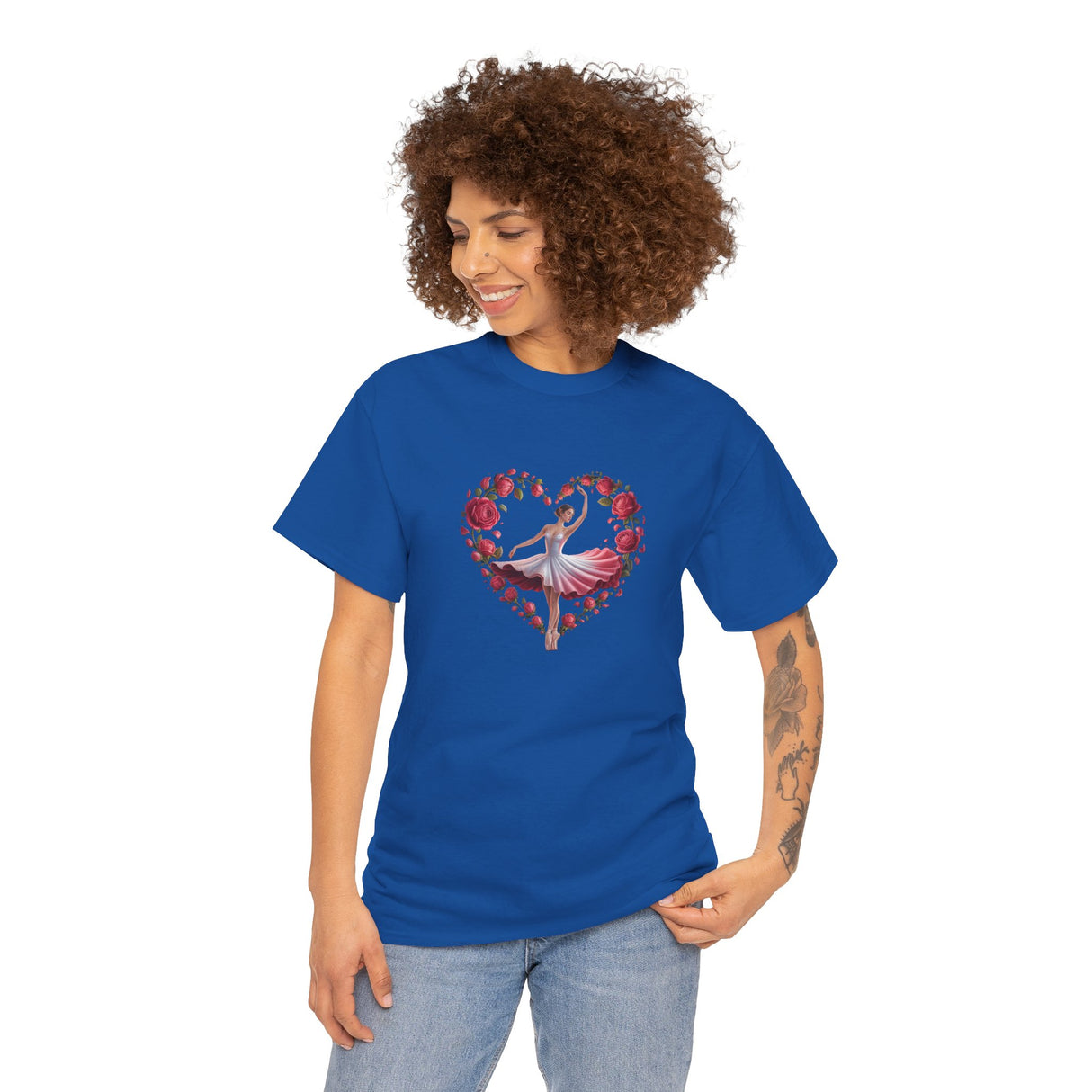 Endearing Ballerina T-Shirt featuring elegance and grace, great for a romantic night out on Valentine's Day.