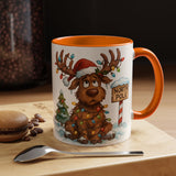 Whimsical Christmas Reindeer Coffee Mug bringing a smile during cold winter days while sipping your favorite drinks.