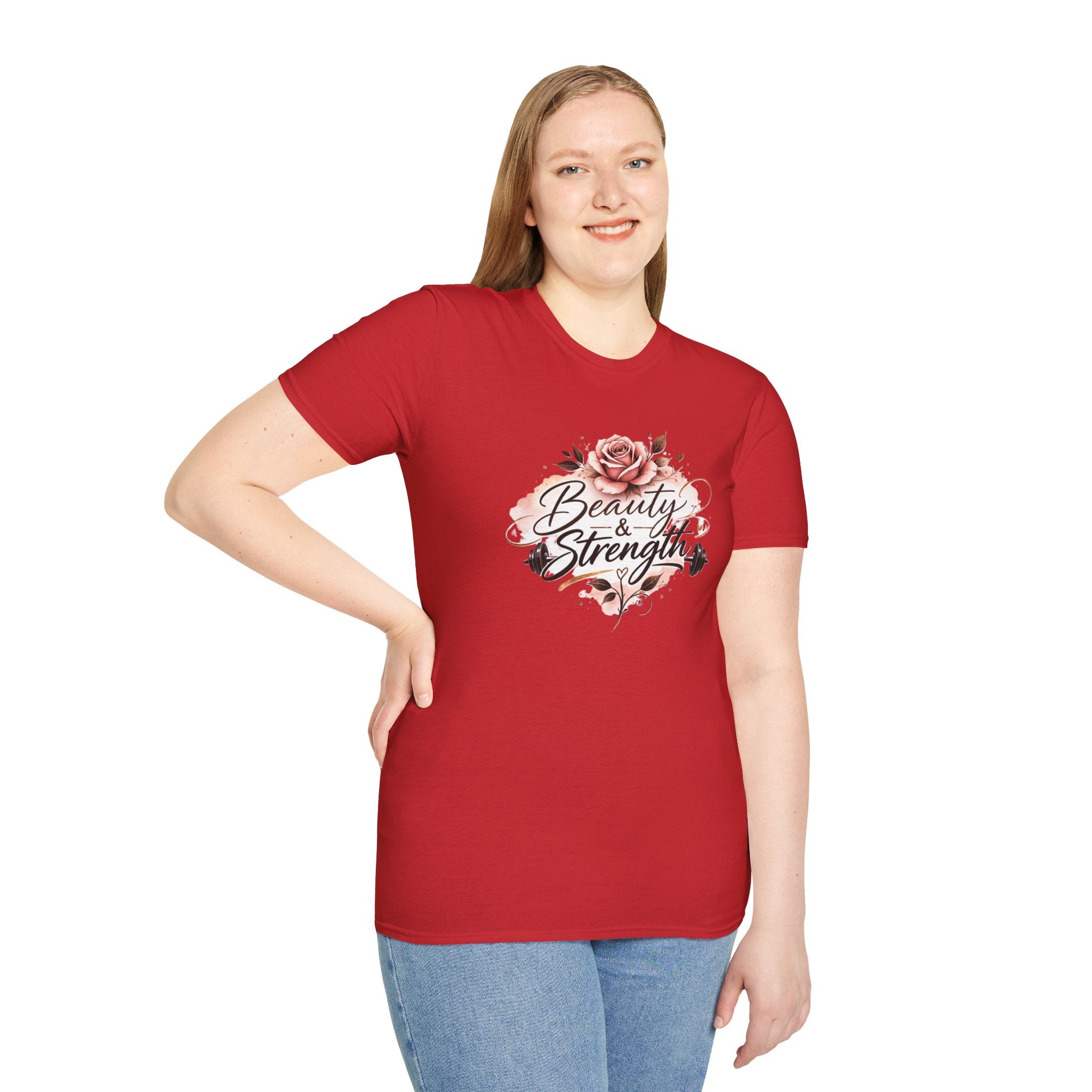 Beauty &amp; Strength Floral Inspirational Motivational T-Shirt