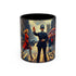 Vintage-Inspired Cityscape Accent Coffee Mug - 11oz & 15oz, showcasing vibrant city skyline design.