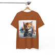 Adorable Cat Reflection Unisex Heavy Cotton Tee, Pet Lover T-Shirt, Animal Art Shirt, Cute Cat Gift for Her, Everyday Casual Wear