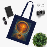 Sailboat Sunset Tote Bag – A person wearing the tote casually while enjoying a sunset, highlighting its practical elegance.