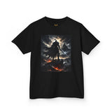 Kids Fantasy Warrior T‑Shirt — Dark Knight Battle Scene Graphic Tee
