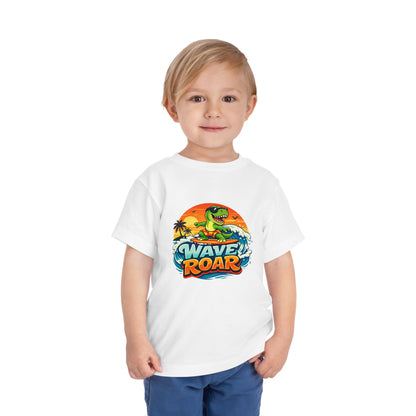 Wave Roar Toddler Tee Dino Surf Beach Graphic Shirt