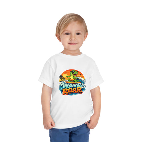 Wave Roar Toddler Tee — Dino Surf Beach Graphic Shirt