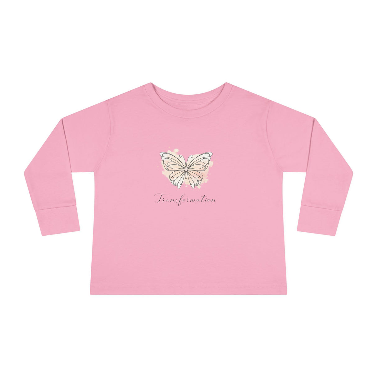 Transformation Pastel Butterfly Graphic Kids Shirt  —Toddler Long Sleeve Tee