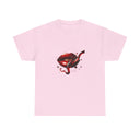 Side angle of the Lip Bite Graphic Tee highlighting the edgy red lips and snake design.