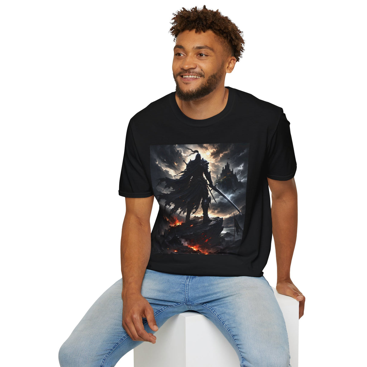 Dark Warrior Graphic T-Shirt — Epic Fantasy Sword Silhouette