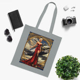 Side view of the Vintage Pinup Tote Bag, illustrating its graceful design and artistic representation of retro glamour.