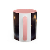 Elegant Red Dress Coffee Mug in bright sunlight, emphasizing its vibrant colors and stylish looks.