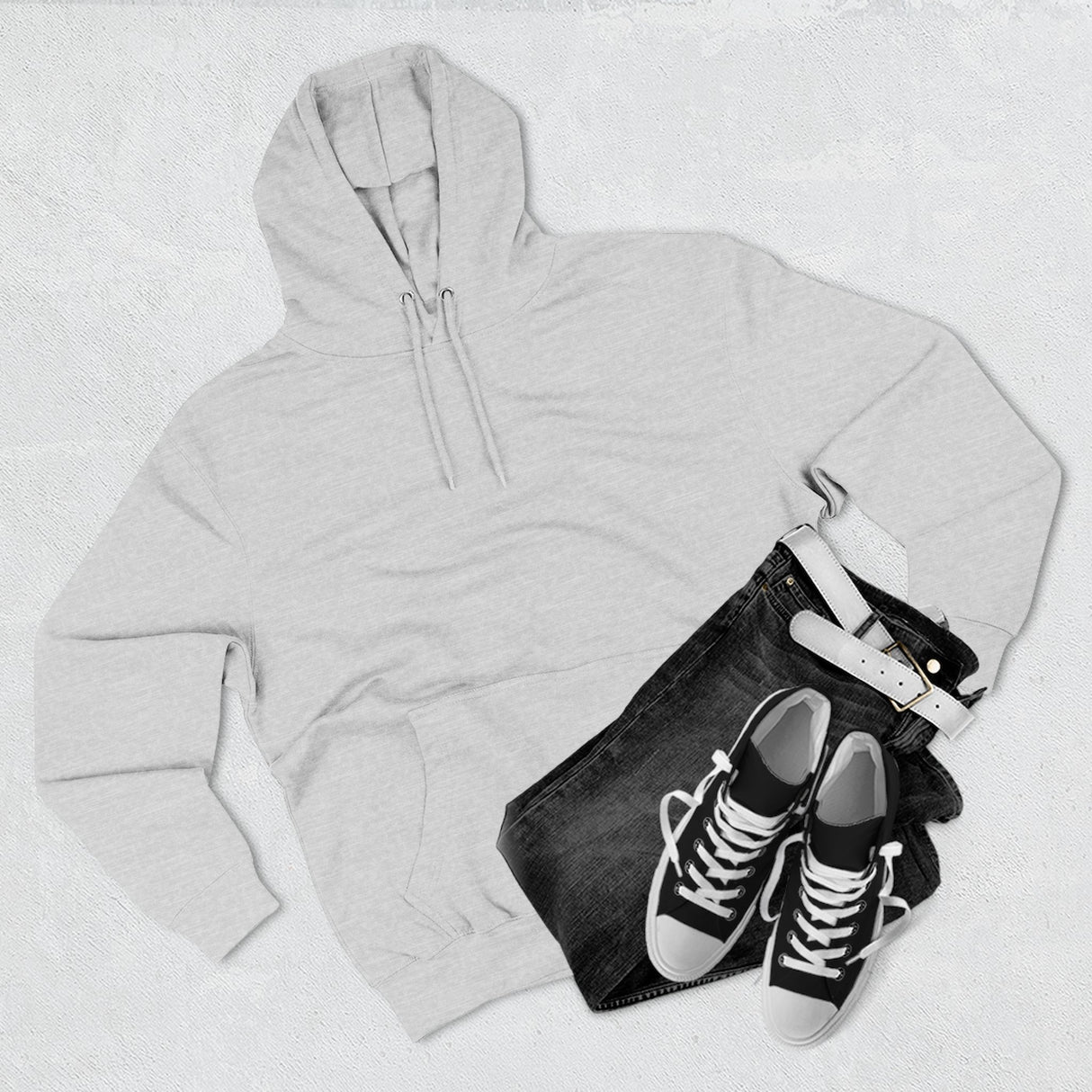 Detailed image of the drawstring hood of the Flying Is Freedom Hoodie, emphasizing its functional design.