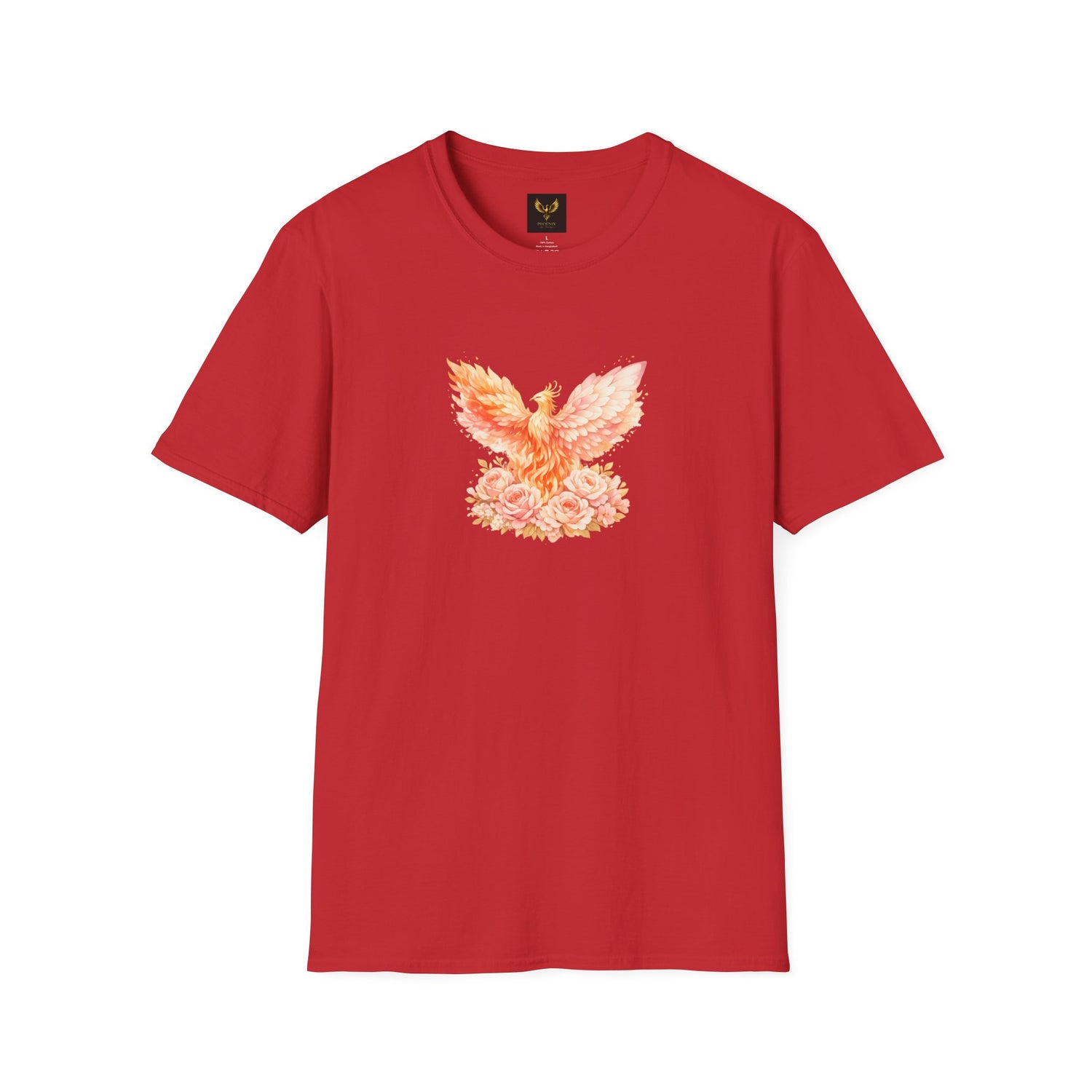 Phoenix Floral Graphic T Shirt Watercolor Rising Bird Tee
