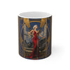 Vintage Glamour Airplane Mug, Aviation Enthusiast Gift, Coffee Cup, Retro, Unique Pilot Mug, Glamour, Retro, Woman, Car, Dress, Red
