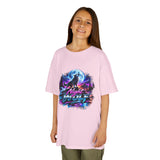 Retro 'Night Wolf' Neon Synthwave Graphic Tee —  Kids T‑Shirt