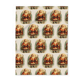 Close-up of the soft texture of the Santa Pattern Fleece Blanket, ideal for warm and cozy evenings.