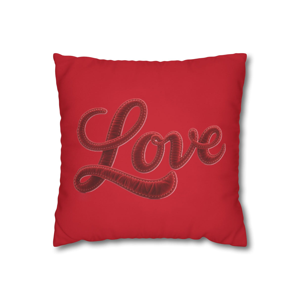 Love Script Pillowcase — Red Decorative Throw Pillow Cover