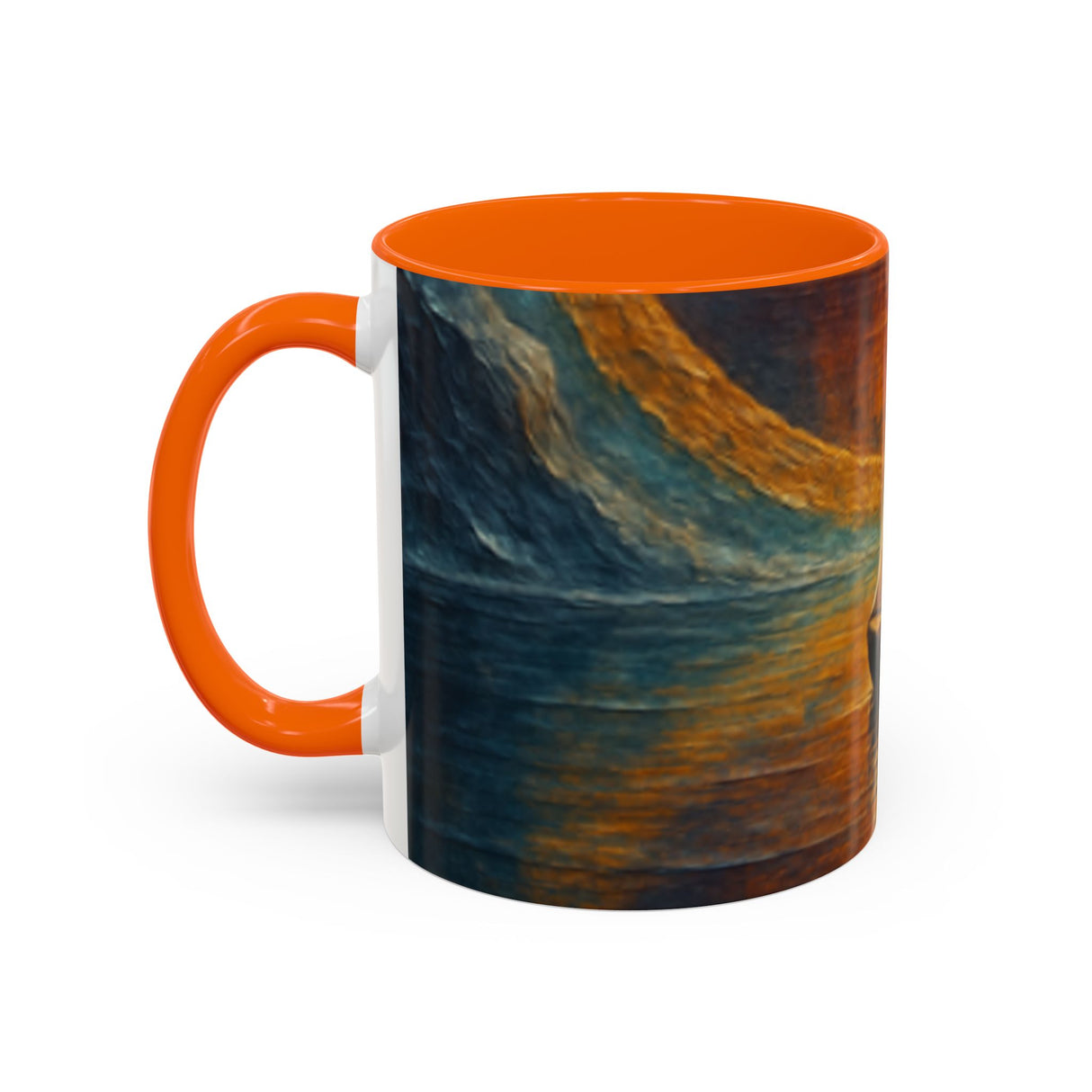 Outdoor scene featuring the Sail into the Sun Ceramic Coffee Mug, representing a joyful moment by the beach.