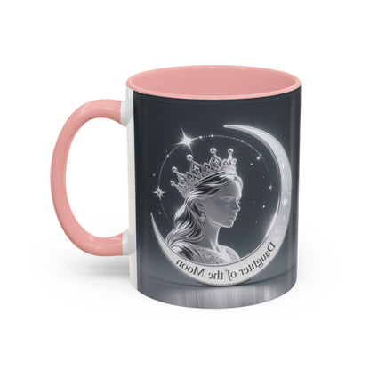 Daughter of the Moon Accent Coffee Mug — Celestial Crowned Woman 11/15oz US