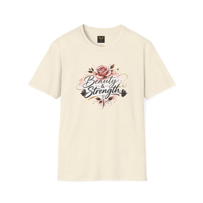 Beauty &amp; Strength Floral Inspirational Motivational T-Shirt