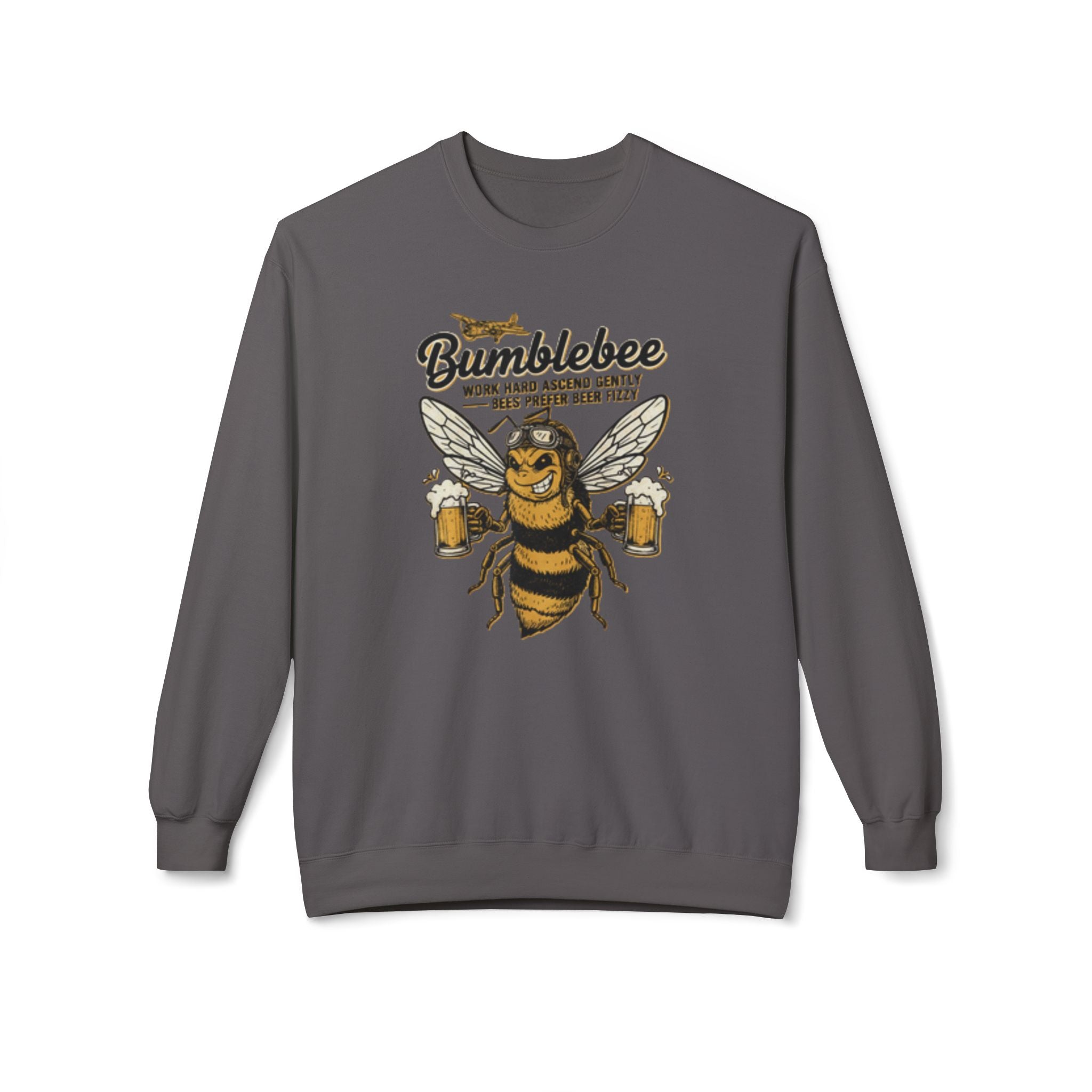Bumblebee Beer Crewneck Sweatshirt — Playful Bee Graphic Sweatshirt for Beer Lovers US
