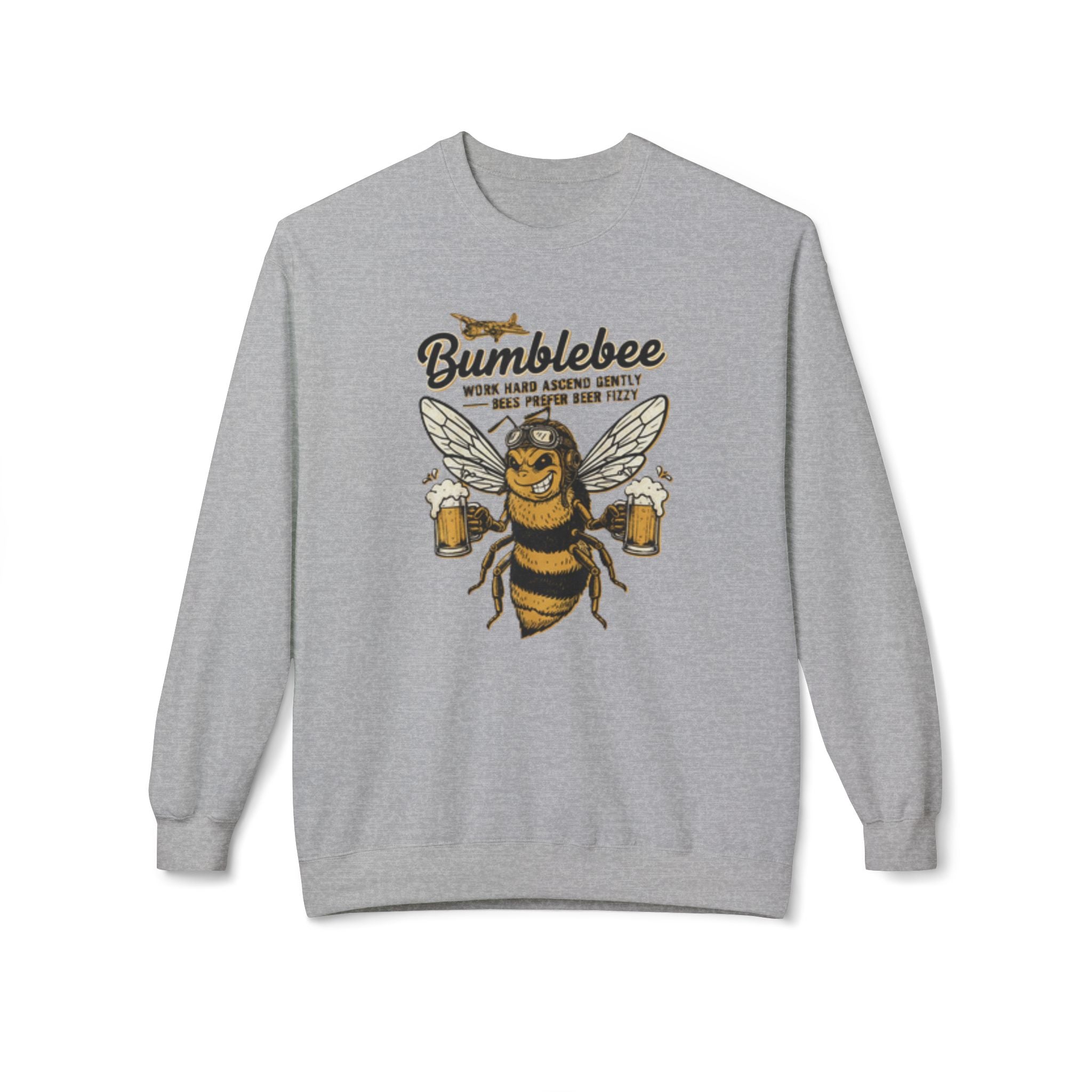 Bumblebee Beer Crewneck Sweatshirt — Playful Bee Graphic Sweatshirt for Beer Lovers US