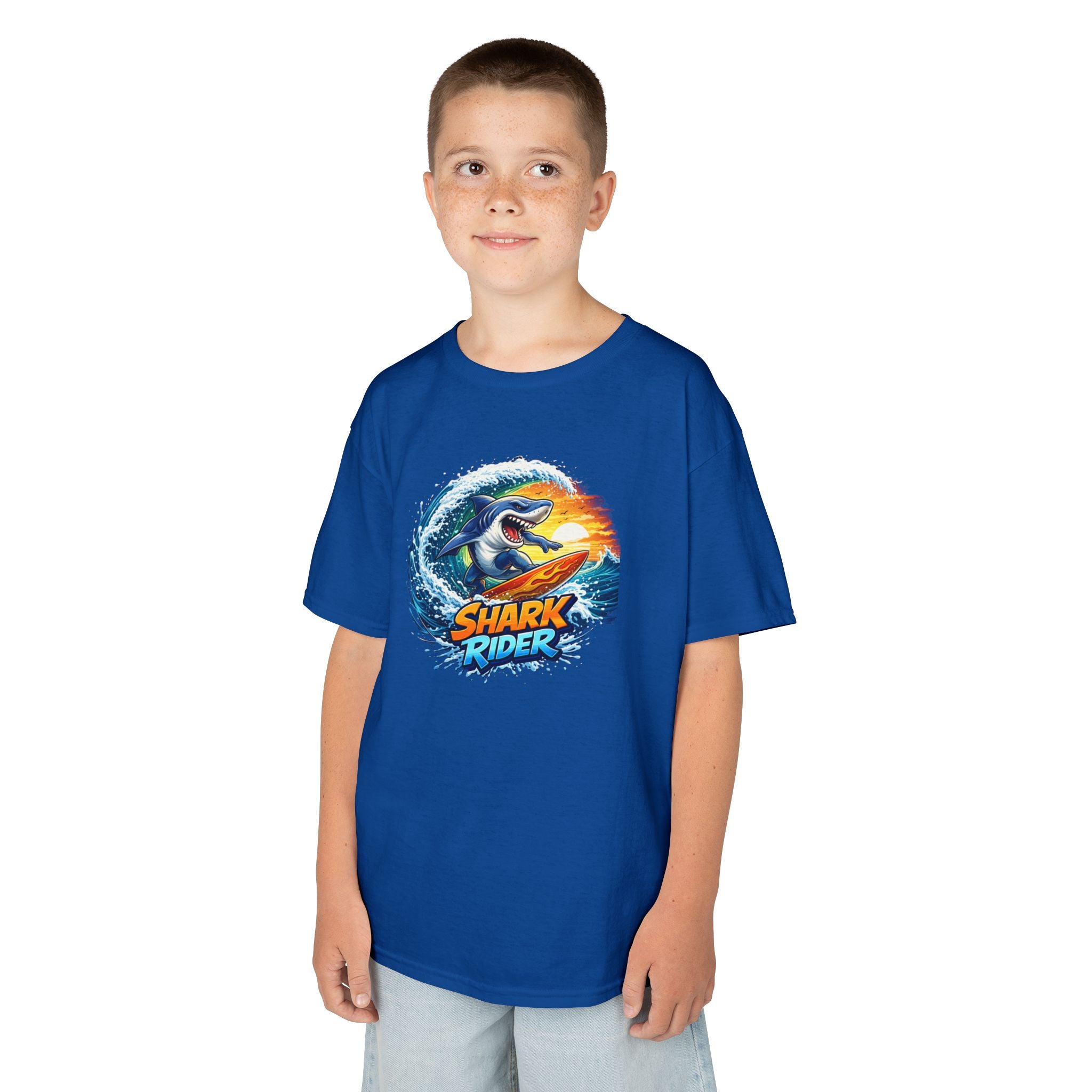 "Shark Rider" Surfing Shark Graphic —  Kids Tee