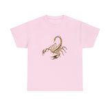 The Scorpion Graphic Tee — Desert Scorpion Illustration T-Shirt hanging on a clothesline outdoors.