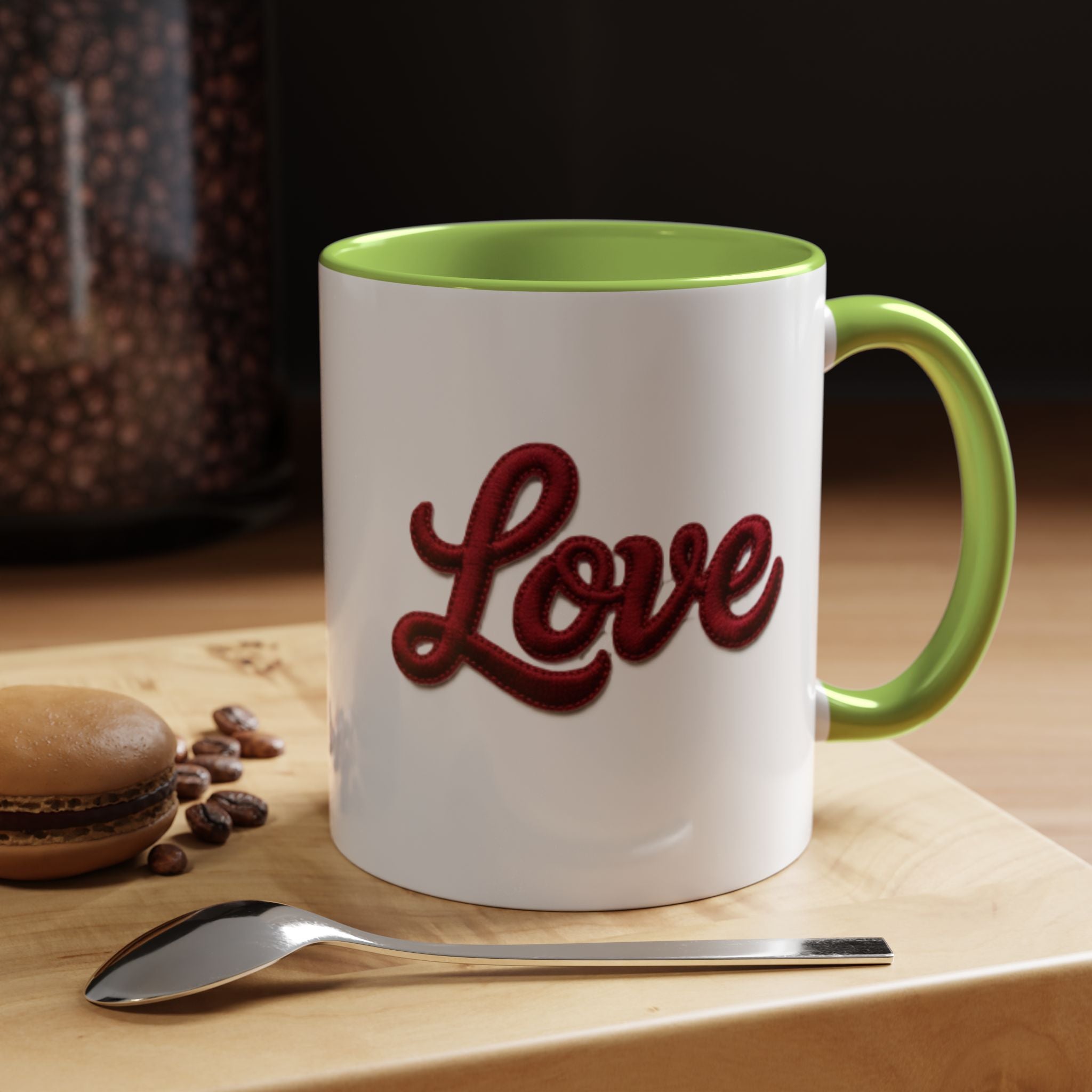 Love Accent Coffee Mug — Red Script Love Design (11oz)