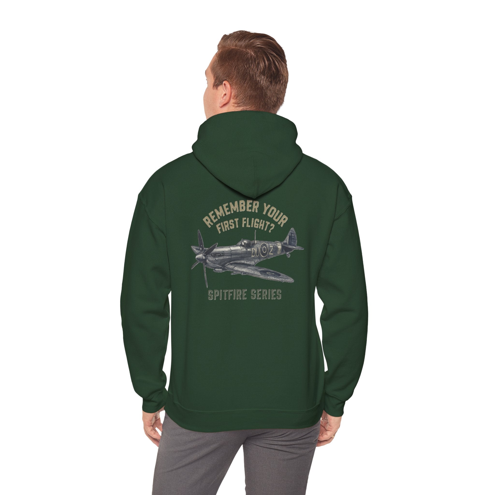 Testimonial of a satisfied customer wearing the Spitfire Series Hoodie - Remember Your First Flight? capturing its charm.