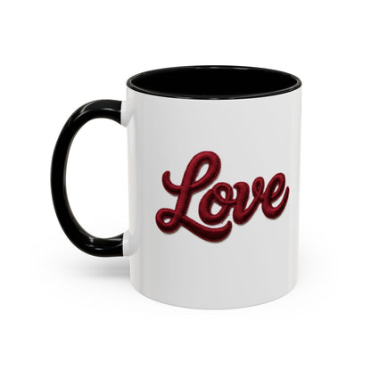 Love Accent Coffee Mug — Red Script Love Design (11oz)