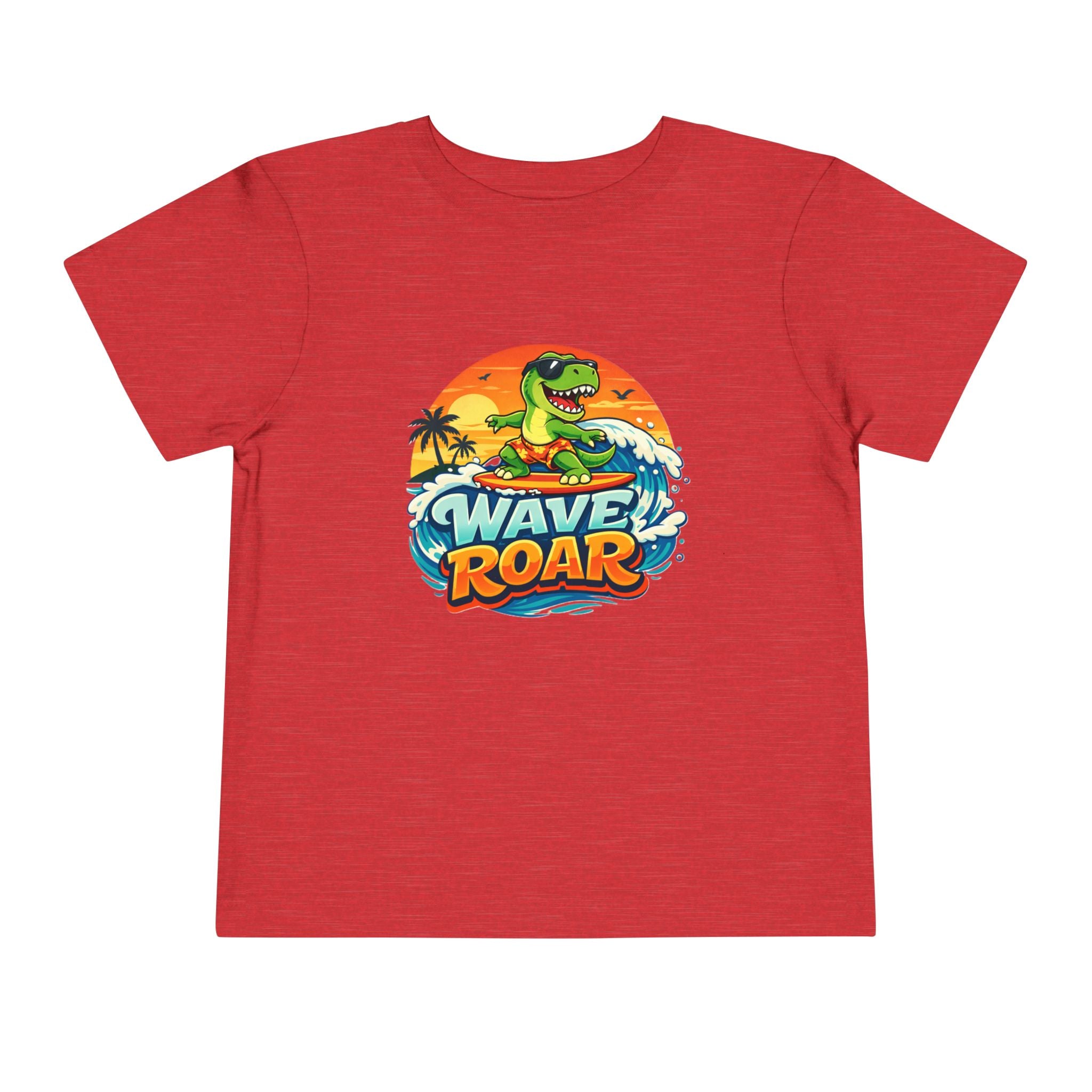 Wave Roar Toddler Tee Dino Surf Beach Graphic Shirt