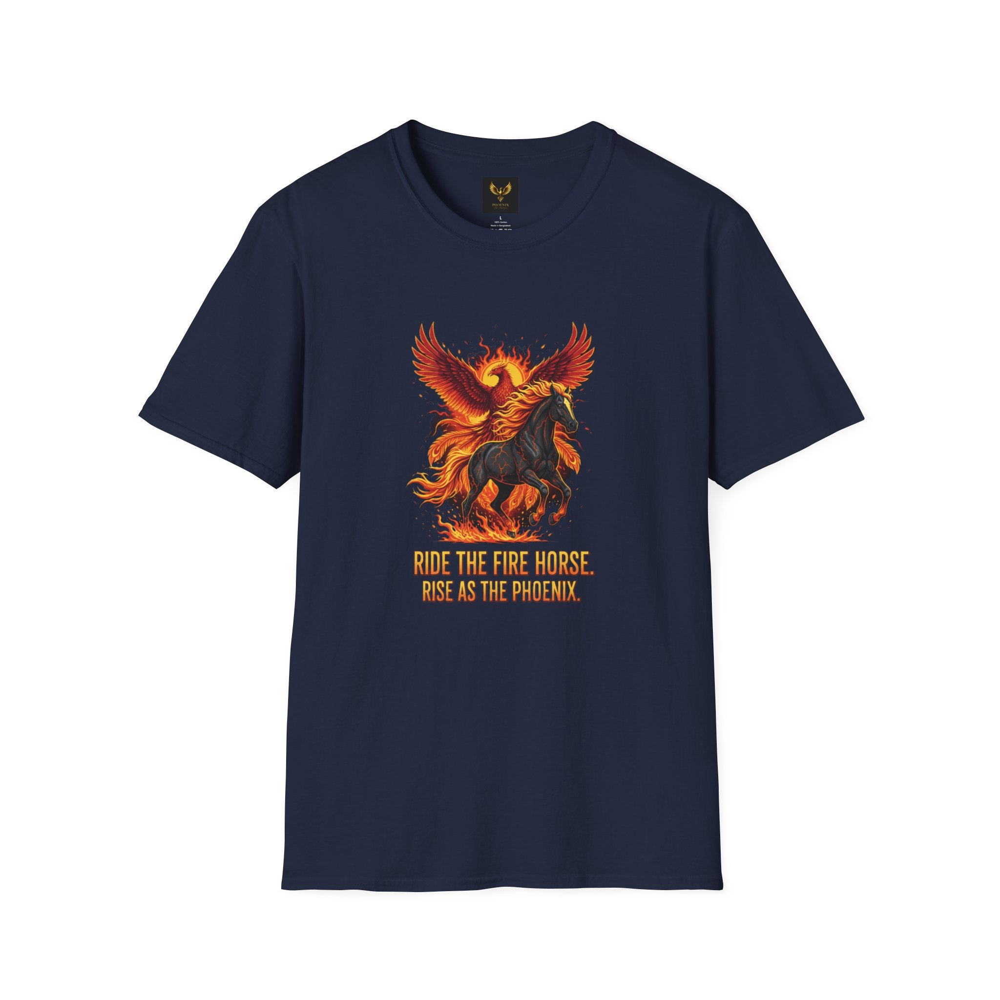 Phoenix Horse T-Shirt Ride the Fire Horse Rise as Phoenix Black