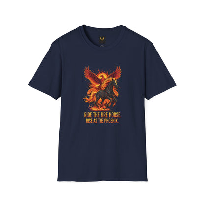 Phoenix Horse T-Shirt Ride the Fire Horse Rise as Phoenix Black