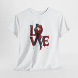 LOVE Couple Silhouette T-Shirt — Romantic Dripping Love Design featuring artistic figures in a creative and intimate style.
