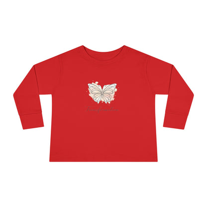 Transformation Pastel Butterfly Graphic Kids Shirt  —Toddler Long Sleeve Tee
