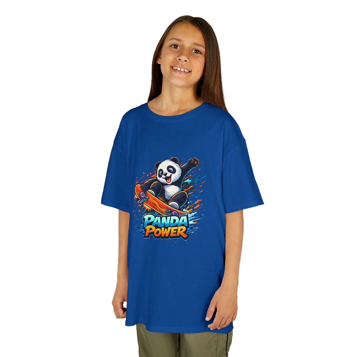 'Panda Power' Cartoon Skateboarding Panda Graphic  — Kids Tee
