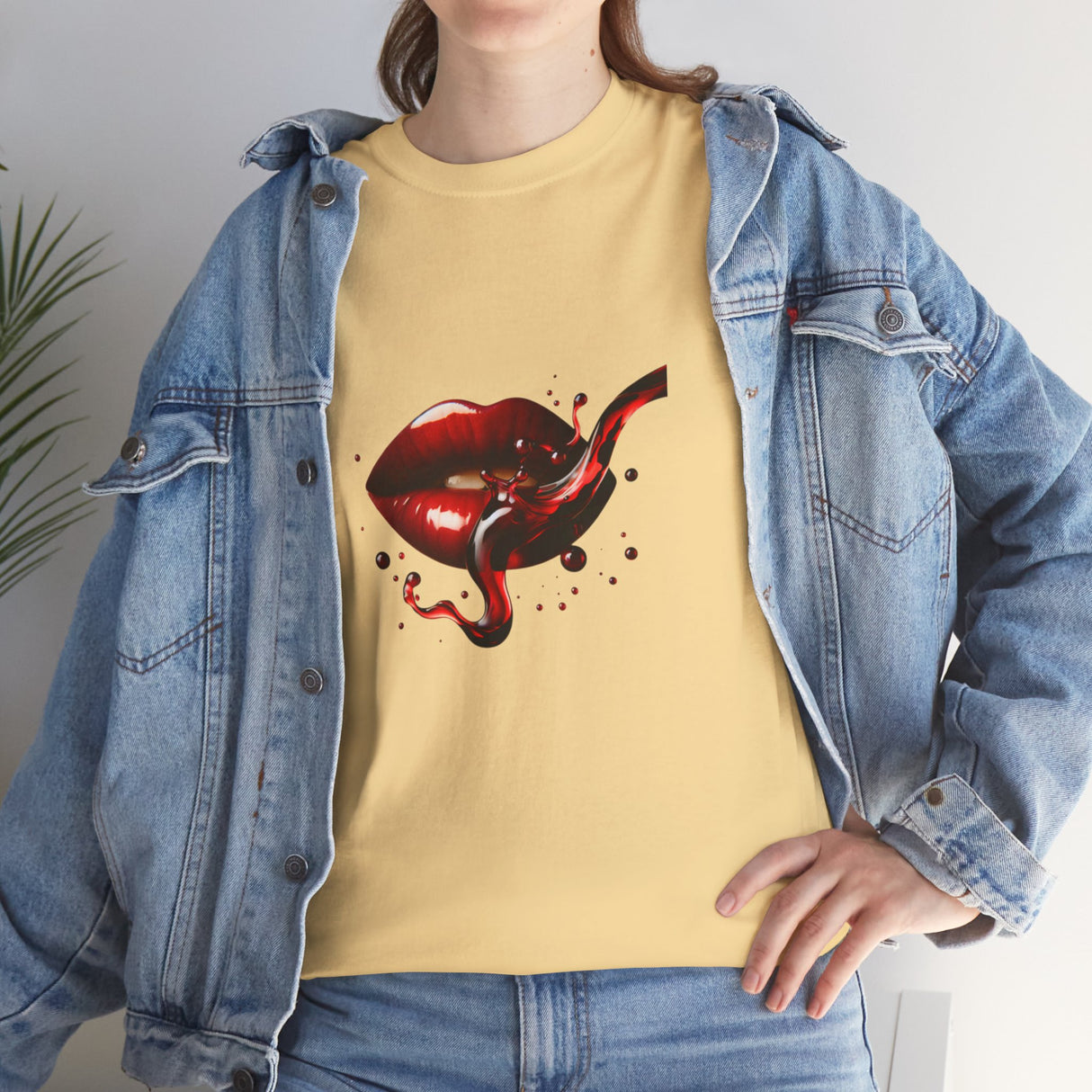 Sample display of the Lip Bite Graphic Tee's design elements in a modern style.