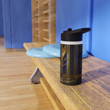 Art Deco Glamour Stainless Steel Water Bottle against a stylish backdrop, emphasizing its nostalgic film-noir aesthetic.